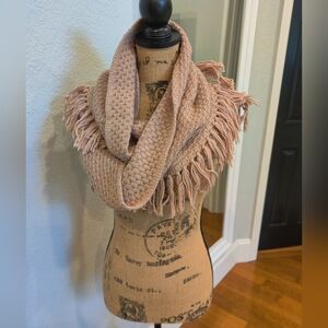 Timberland Angora Pale Pink Fringe Infinity Scarf